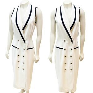 Danny & Nicole White With Black Trim Sleeveless Blazer Dress Size 10